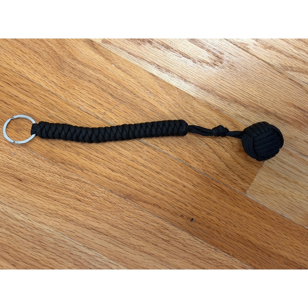 Black Paracord Keychain Monkey Fist Knot Cobra Weave Tactical Survival Lanyard
